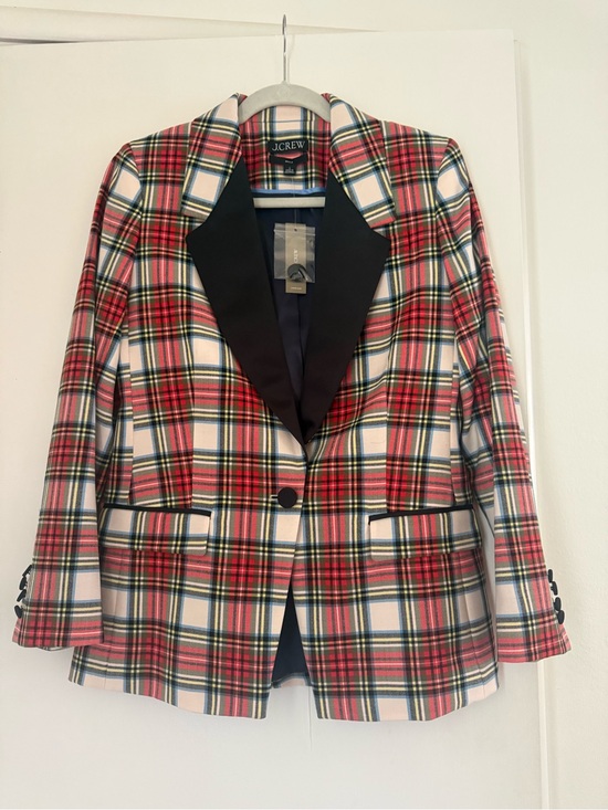 J. Crew Jackets & Blazers - J. Crew Red Plaid Blazer with Black Satin Lapel and Pants